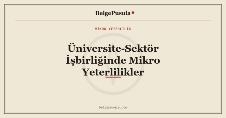 Üniversite-Sektör İşbirliğinde Mikro Yeterlilikler konulu BelgePusula rehberinin kapak görseli